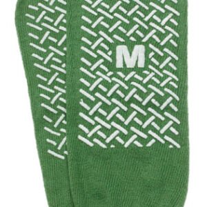Slipper Socks; Med Green Pair Men's 5-6  Wms 6-7 Child 7-11