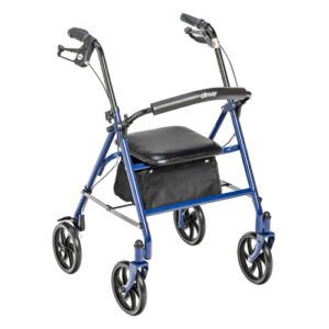 4 Wheel Steel Rollator w/8  Casters & Basket- Loop-Blue