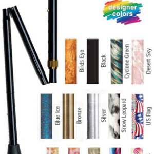 Folding Cane Pistol Grip Adj. Paisley Black 32 -37