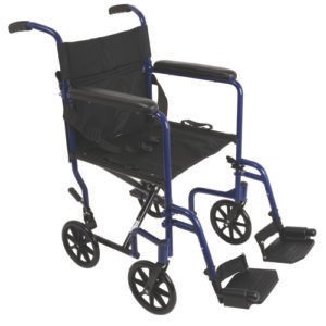 Aluminum Transport Chair w/ Footrests  Blue