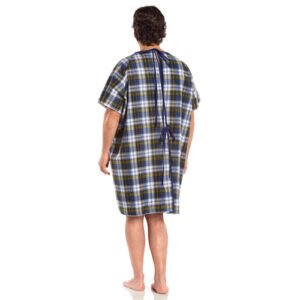Thermagown Patient Gown Blue/Green Plaid